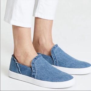 Kate Spade Lilly Ruffle Denim Slip-On Sneakers